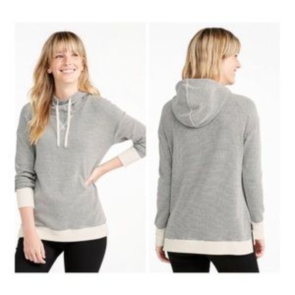 L.L. Bean Waffle Hoodie Pullover Stripe in Charcoal